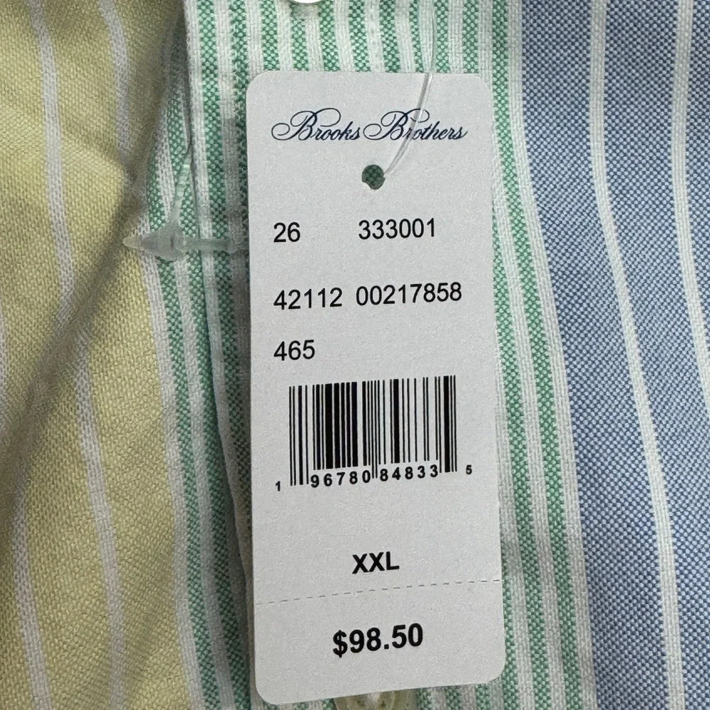 Brooks Brothers The Friday Oxford Shirt Mens XXL Multi Color Pastel Stripe‎ NEW